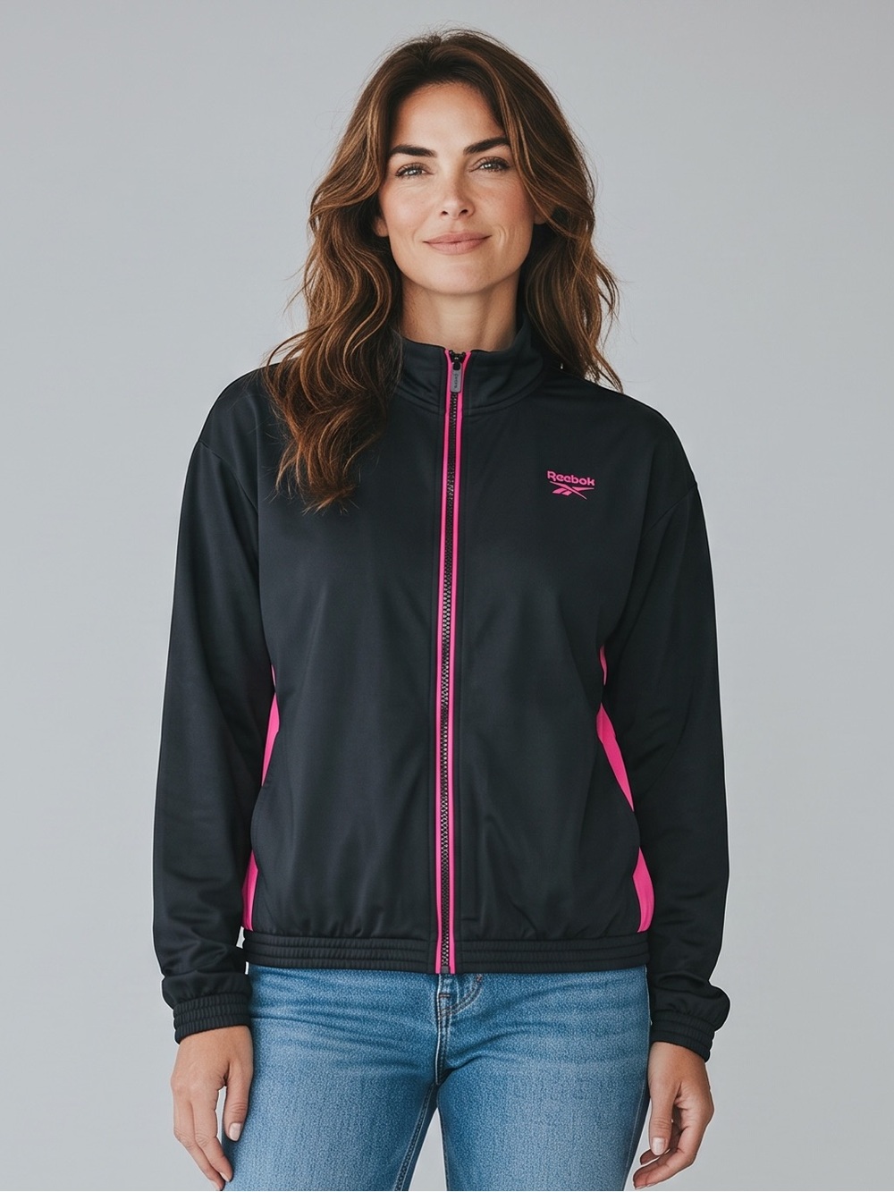 Reebok - NWT - Black Jacket with Pink Trim - Women's Bomber Track Jacket